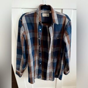 Vintage Fieldmaster Flannel Men's Blue and Brown Plaid Size M